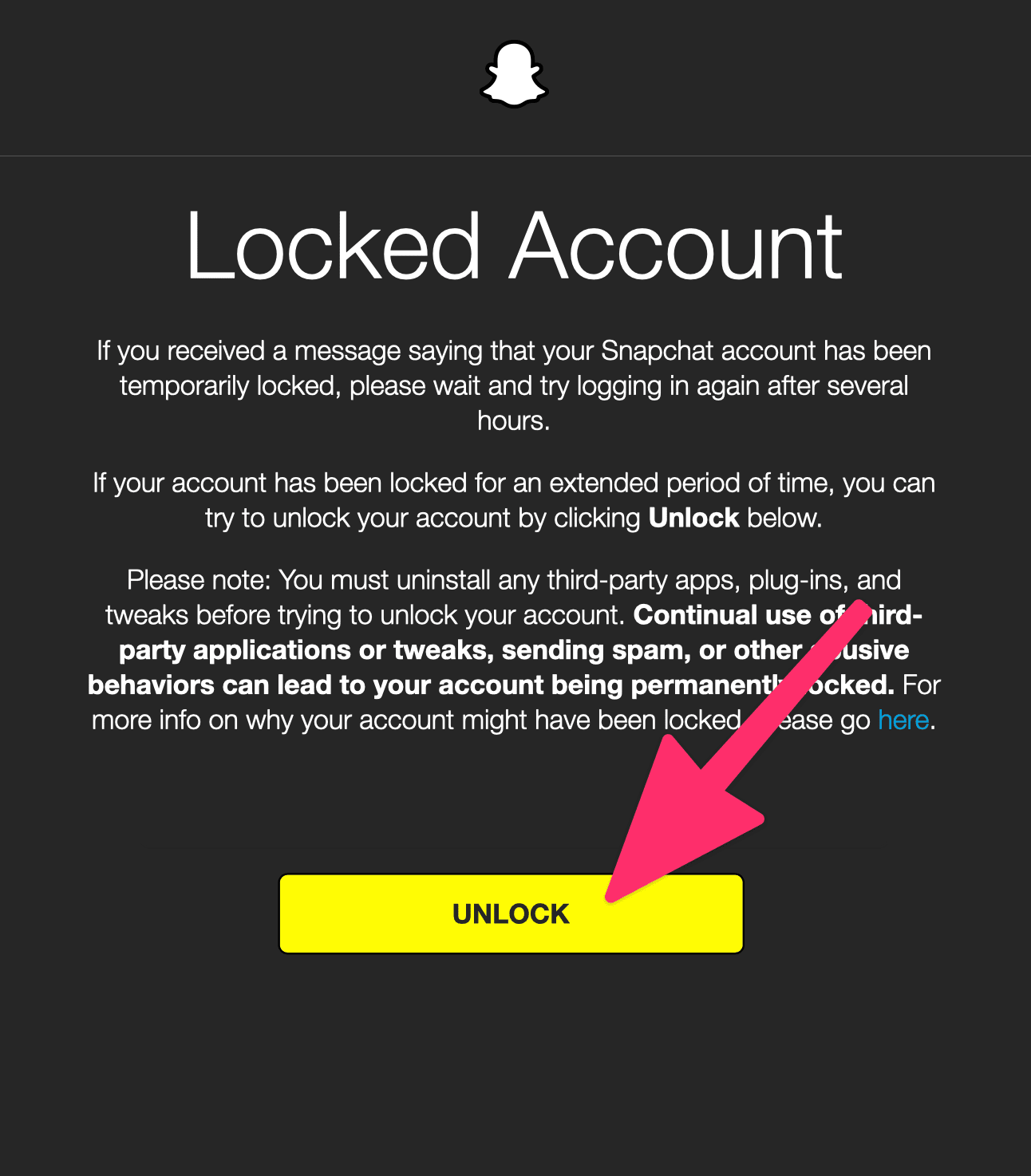 appuyez sur le bouton de déverrouillage sur la page