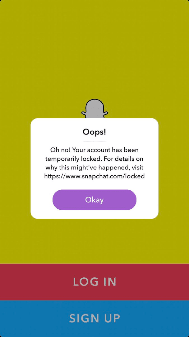 Oh non! Votre compte Snapchat a été temporairement verrouillé