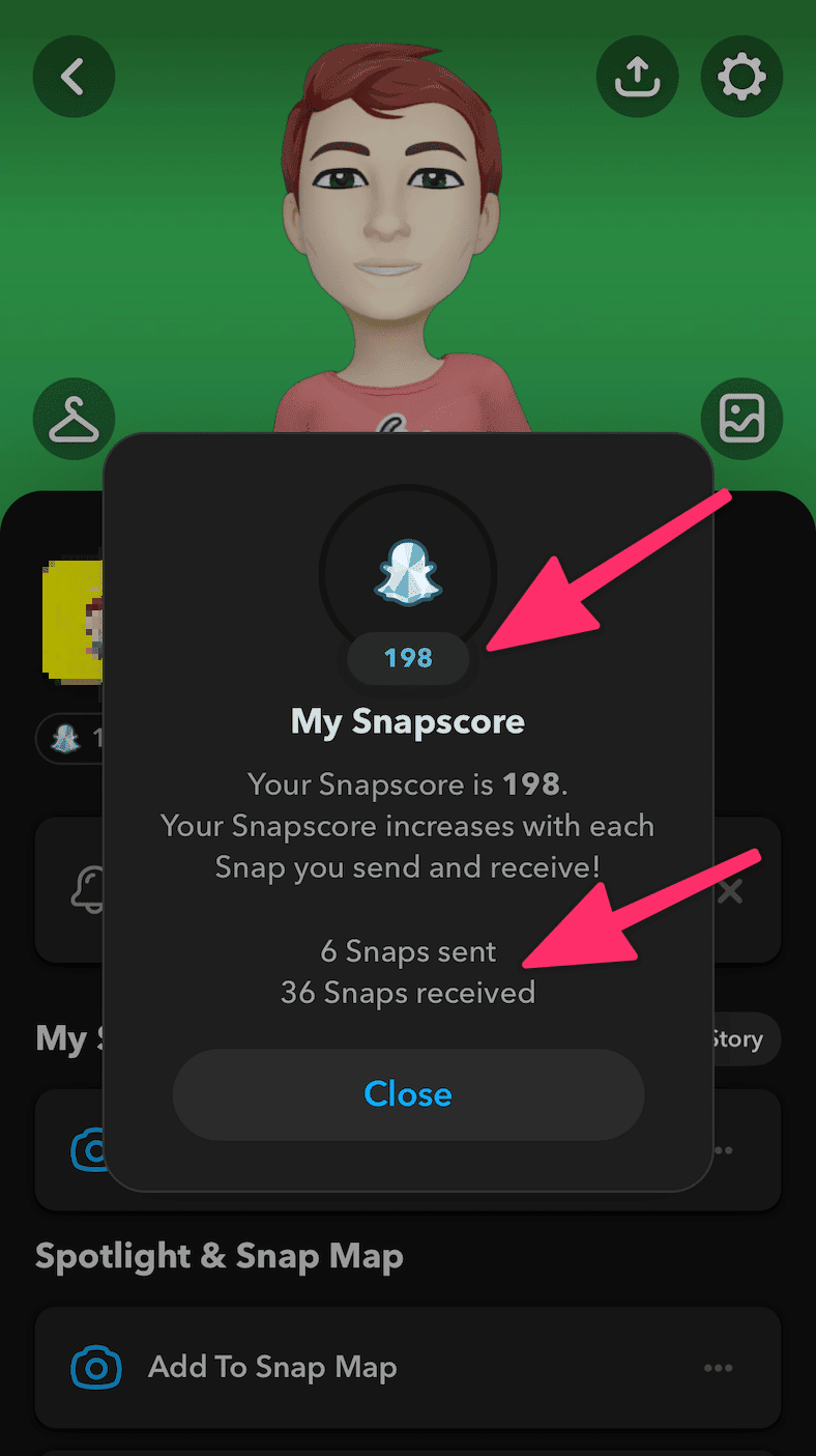 nombre de snaps envoyés et reçus sur votre profil Snapchat