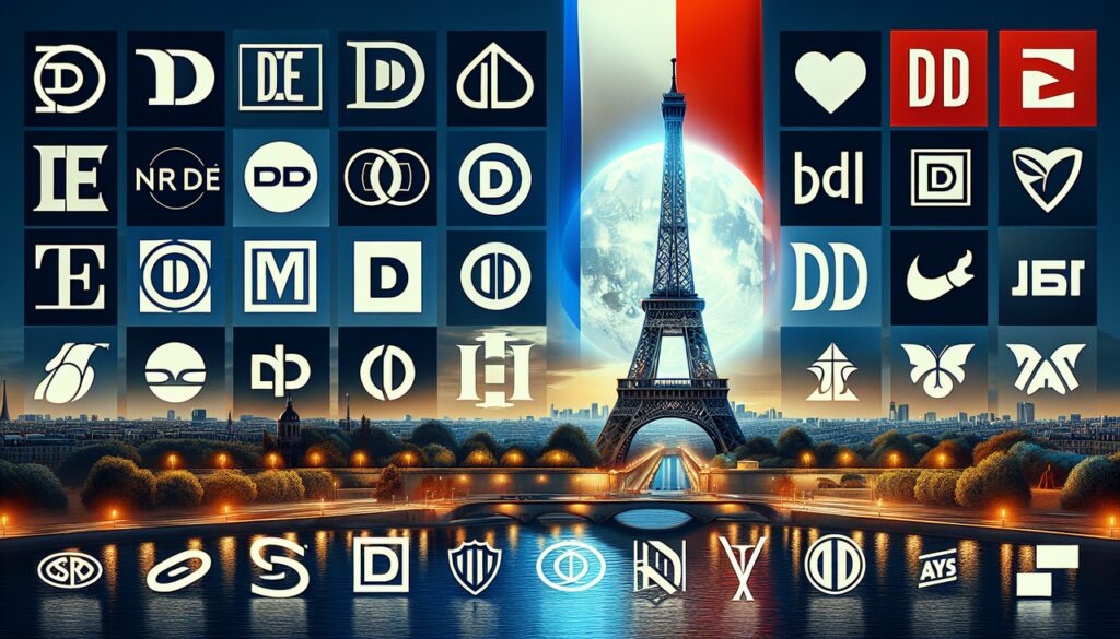 Marque Française en D - Top 20 marques françaises commençant par D, avec la Tour Eiffel en arrière-plan et des couleurs tricolores.