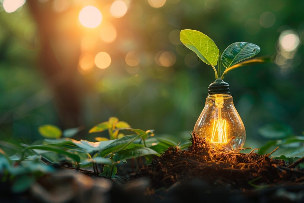 Plante dans une ampoule lumineuse pour rezoactif.com