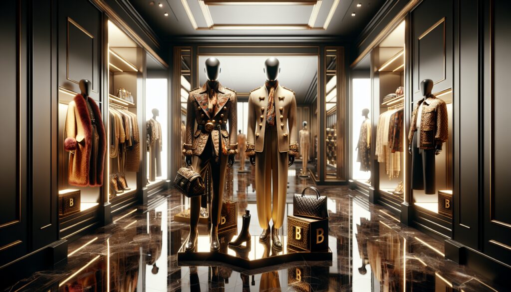Marque de vêtement en B - Mannequins de Balmain, Burberry et Balenciaga avec leurs tenues distinctes.