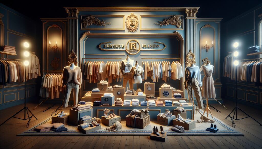 Marque de vêtement en T - Collection française élégante présentée dans une boutique de luxe.