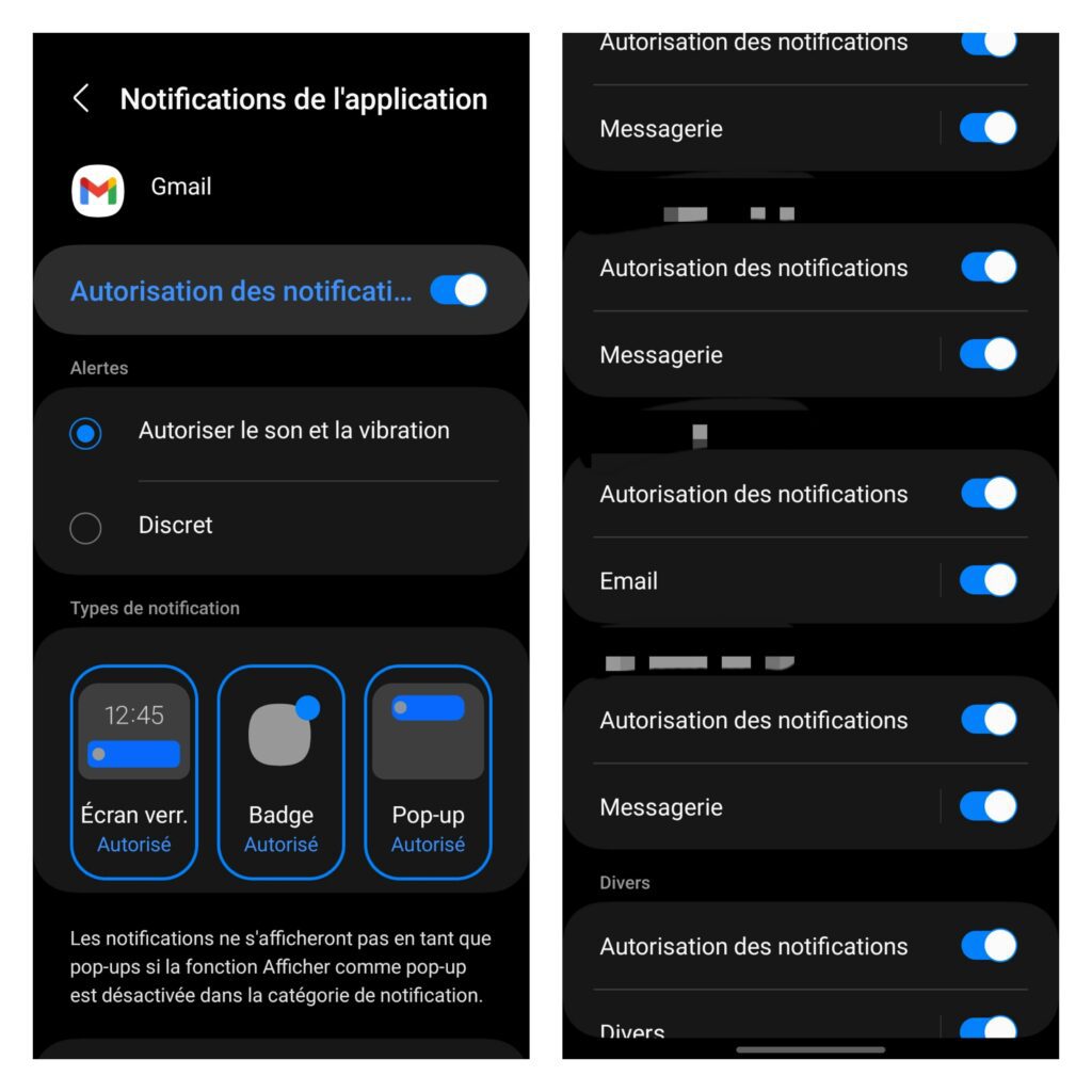 Capture de notifications Android Gmail