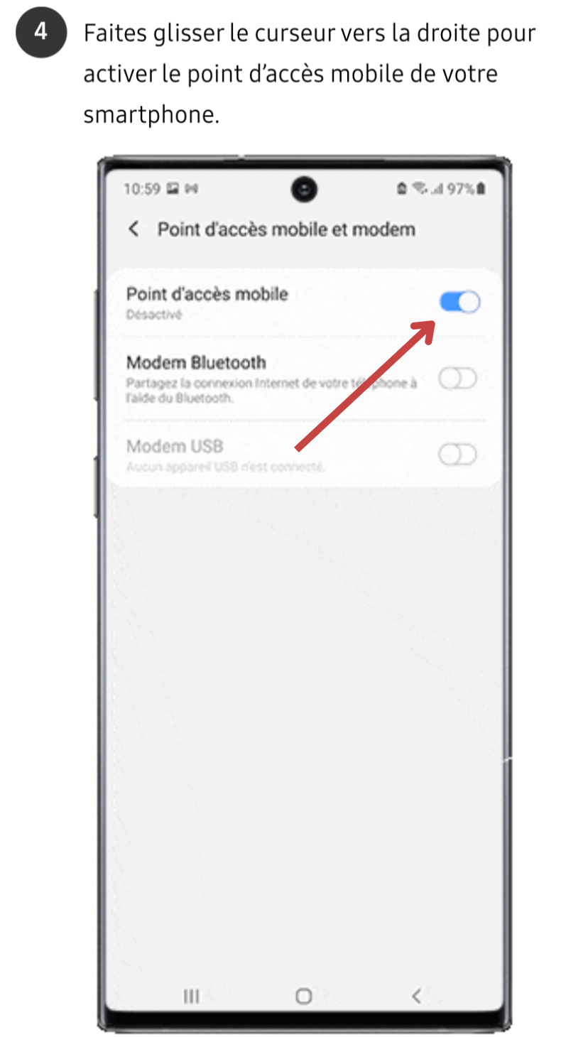 Tutoriel Partage de Connexion Samsung
