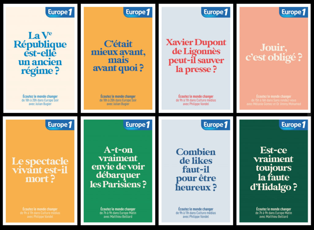Publicité Europe 1 affichée dans le cadre d'une campagne de communication extérieure