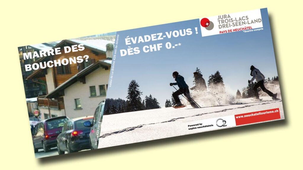 Publicité télévisée en Suisse illustrant une campagne diffusée sur RTS 2