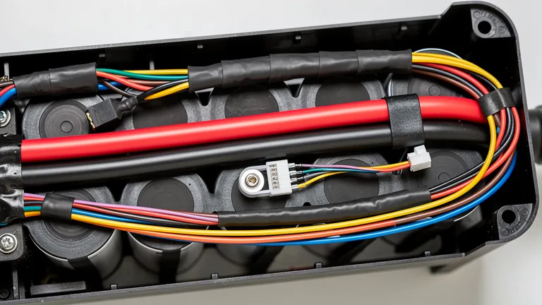 Fils internes d’une batterie de vélo électrique