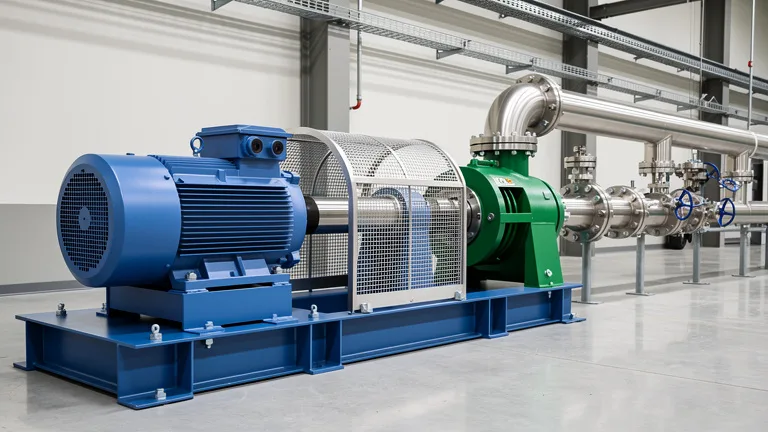 Moteur électrique entraînant une pompe industrielle